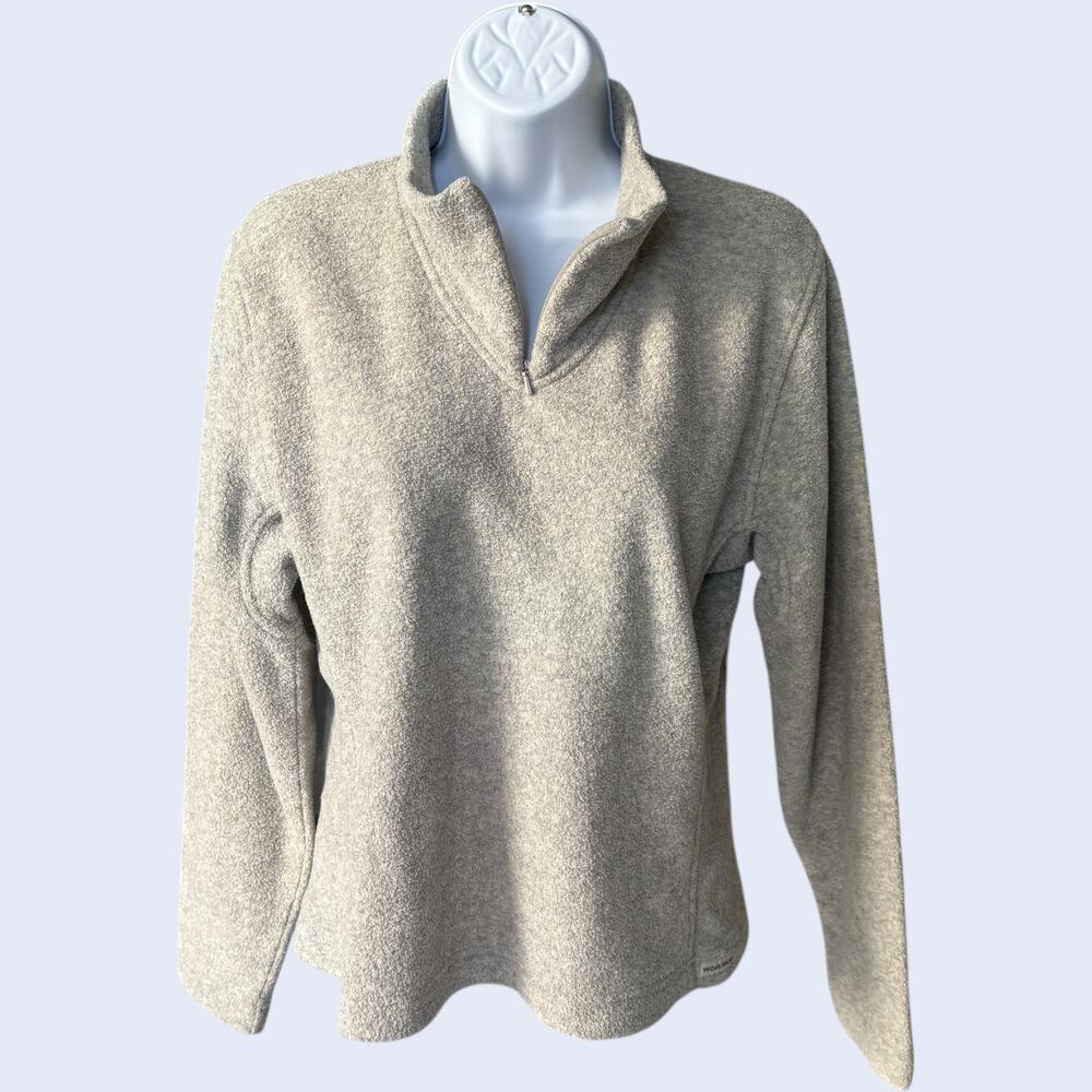 Woolrich Womens M Stone Quarter Zip Fleece Pullover Sweater Outdoor